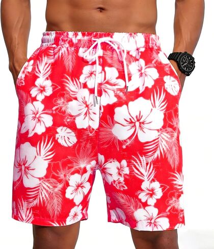 Men's Hawaiian Shorts Tropical Beach Pants Floral Trousers Swim Trunks Summer in Saudi Arabia