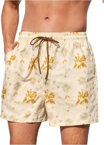 WDIRARA Men's Polka Dots Swim Trunks Drawstring Waist Beach Vacation Board Shorts with Pockets in Kuwait