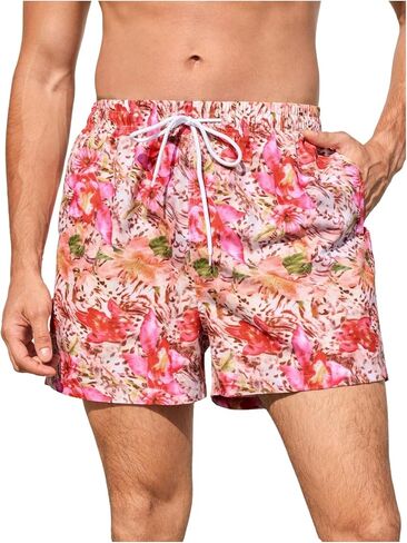 WDIRARA Men's Polka Dots Swim Trunks Drawstring Waist Beach Vacation Board Shorts with Pockets in Kuwait