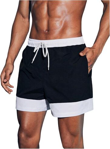 WDIRARA Men's Polka Dots Swim Trunks Drawstring Waist Beach Vacation Board Shorts with Pockets in Kuwait