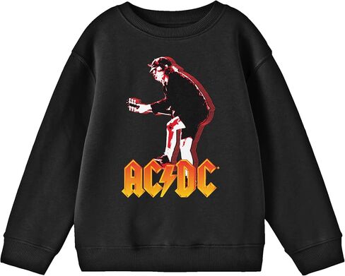 Bioworld AC/DC Angus Young Playing Guitar Youth أسود جرافيك شبابي رقبة دائرية وأكمام طويلة in Kuwait