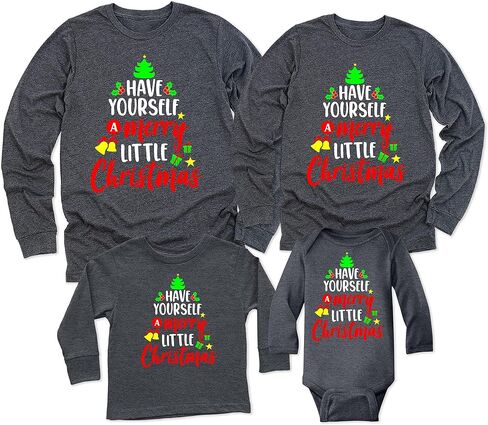 TEEAMORE Merry Christmas Xmas Graphic Print Long Sleeve Shirt Dark Grey in Kuwait