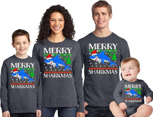 TEEAMORE Merry Christmas Xmas Graphic Print Long Sleeve Shirt Dark Grey in Kuwait