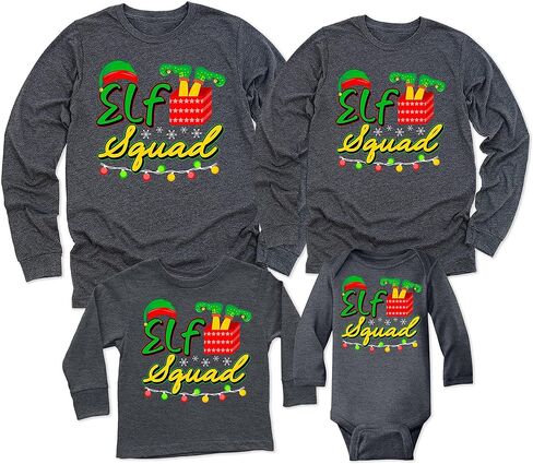 TEEAMORE Merry Christmas Xmas Graphic Print Long Sleeve Shirt Dark Grey in Kuwait