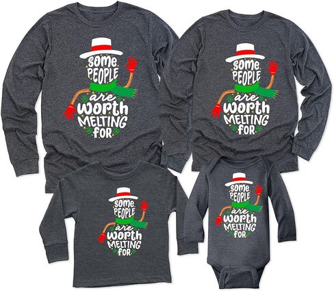 TEEAMORE Merry Christmas Xmas Graphic Print Long Sleeve Shirt Dark Grey in Kuwait