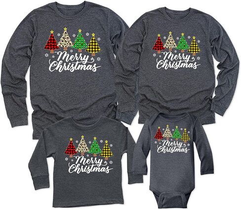 TEEAMORE Merry Christmas Xmas Graphic Print Long Sleeve Shirt Dark Grey in Kuwait