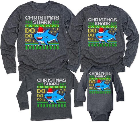 TEEAMORE Merry Christmas Xmas Graphic Print Long Sleeve Shirt Dark Grey in Kuwait