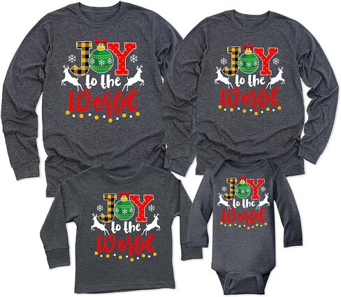 TEEAMORE Merry Christmas Xmas Graphic Print Long Sleeve Shirt Dark Grey in Kuwait