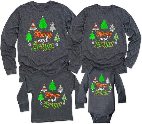 TEEAMORE Merry Christmas Xmas Graphic Print Long Sleeve Shirt Dark Grey in Kuwait