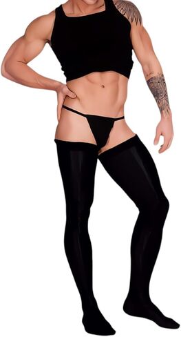 Men's Sissy High Over Knee Stocking, Femboy Bodystocking Sexy Thigh High Stockings Lingerie in Kuwait