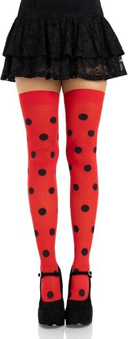 Leg Avenue Thigh High Stockings for Women, Opaque Polka Dot Pattern Nylon Spandex Hosiery in Kuwait