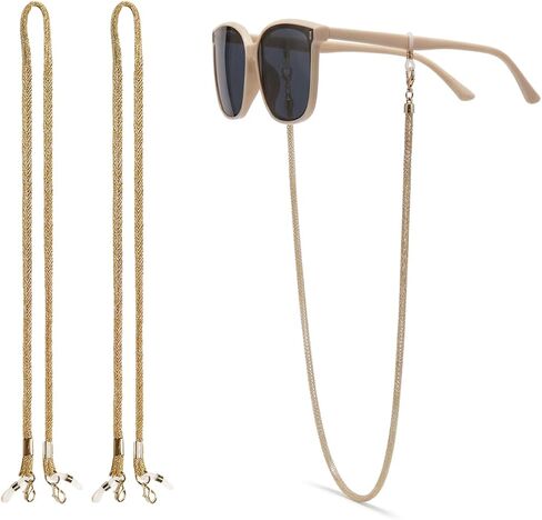 Eyewear Retainer Golden Color Sunglass Strap, 2 Pack, Braided Glasses Lanyard for Women and Men in Saudi Arabia
