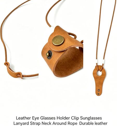 Leather Sunglasses Lanyard Neck Strap, Eyeglass Holder Clip for Reading Glasses, Men Women in Kuwait