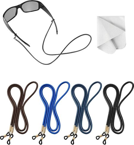 BILIONE 4 Pcs Leather Eyeglasses Strap, Sunglasses Lanyard String for Men, Women, Reading Eye Glasses Holders around Neck in Kuwait