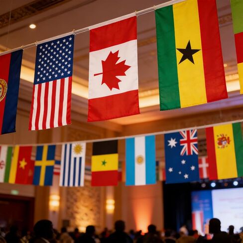 This 32-foot long flag set includes 32 high-definition double-sided flags of the participating countries. perfect for hanging in bars, restaurants, gardens other places, allowing you to easily create a strong international competition atmosphere in Saudi Arabia