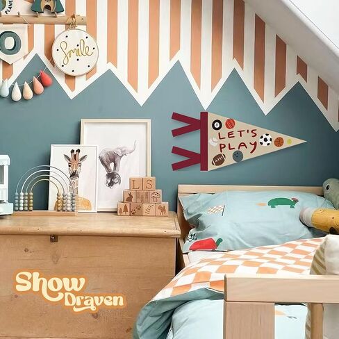 Sports Playroom Decor Banner Wall Art, Let's Play Felt Pennant Banner for Kids Room,Bedroom Baseball Birthday Decorations,8x17 Inch in Saudi Arabia