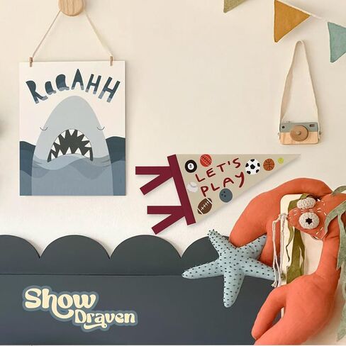 Sports Playroom Decor Banner Wall Art, Let's Play Felt Pennant Banner for Kids Room,Bedroom Baseball Birthday Decorations,8x17 Inch in Saudi Arabia