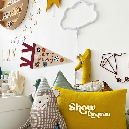 Sports Playroom Decor Banner Wall Art, Let's Play Felt Pennant Banner for Kids Room,Bedroom Baseball Birthday Decorations,8x17 Inch in Saudi Arabia
