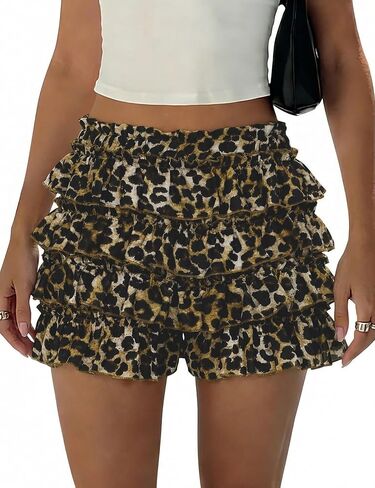 FOMELY Women's Ruffle Shorts Bloomers Micro Y2K Shorts Bloomers for Women Puffy Mini Shorts in Saudi Arabia