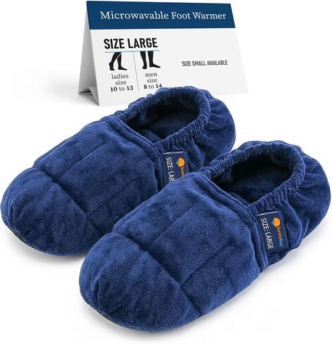 SunnyBay Microwavable Foot Warmer Slippers - Size Large, Fits Ladies 10-13, Men 8-14 - Microwave Heating Pad for Feet, Moist Heat Pack, Heated Slippers, Reusable Foot Warmers for Feet, Cozy Gift in Saudi Arabia