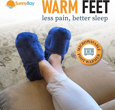 SunnyBay Microwavable Foot Warmer Slippers - Size Large, Fits Ladies 10-13, Men 8-14 - Microwave Heating Pad for Feet, Moist Heat Pack, Heated Slippers, Reusable Foot Warmers for Feet, Cozy Gift in Saudi Arabia