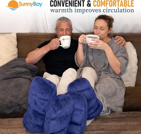 SunnyBay Microwavable Foot Warmer Slippers - Size Large, Fits Ladies 10-13, Men 8-14 - Microwave Heating Pad for Feet, Moist Heat Pack, Heated Slippers, Reusable Foot Warmers for Feet, Cozy Gift in Saudi Arabia