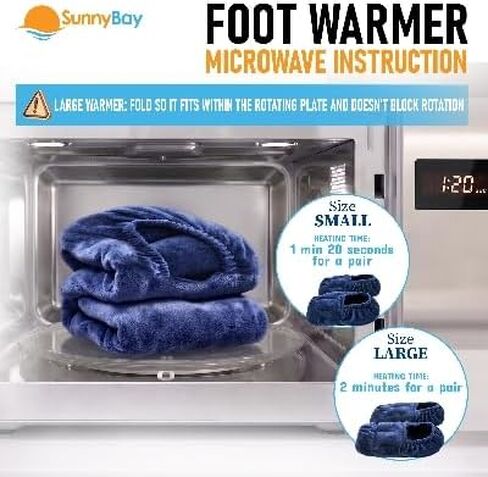 SunnyBay Microwavable Foot Warmer Slippers - Size Large, Fits Ladies 10-13, Men 8-14 - Microwave Heating Pad for Feet, Moist Heat Pack, Heated Slippers, Reusable Foot Warmers for Feet, Cozy Gift in Saudi Arabia