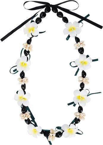 Hawaiian Graduation Kukui Nut Leis 2026 Chunky Acrylic Flower Heart Shell Beads Necklace Artificial Plumeria Flower Money Lei for High School College Graduation Party Accessories in Saudi Arabia