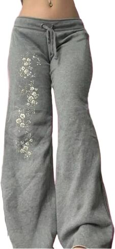 Wide Leg Flare Fold Over Leggings Fairy Grunge Floral 2000s Sweatpants Women Teen Girls Y2k Bell Bottom Pants Streetwear in Saudi Arabia