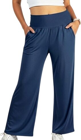 Happyluxe Palazzo Pants for Women with Pockets – Wide Leg Travel, Lounge & Yoga Pants – Made in USA in Saudi Arabia