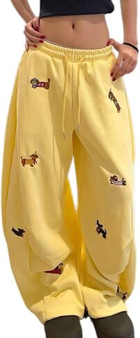 Women's Baggy Sweatpants Fashion Animal Embroidered Dachshund Elastic Drawstring Pants Y2k Trousers in Saudi Arabia
