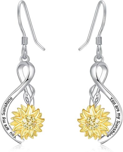 Sunflower Dangle Drop Earrings for Women 925 Sterling Silver You Are My Sunshine Dangling Earring Anniversary Birthday Jewelry Mothers Day Mom Gifts for Wife in Saudi Arabia