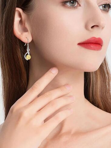 Sunflower Dangle Drop Earrings for Women 925 Sterling Silver You Are My Sunshine Dangling Earring Anniversary Birthday Jewelry Mothers Day Mom Gifts for Wife in Saudi Arabia