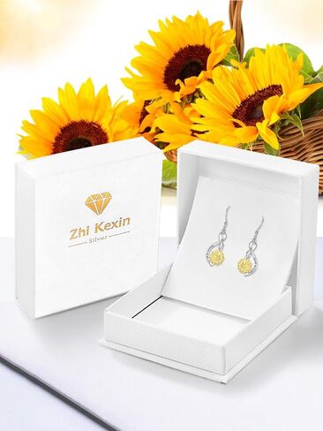 Sunflower Dangle Drop Earrings for Women 925 Sterling Silver You Are My Sunshine Dangling Earring Anniversary Birthday Jewelry Mothers Day Mom Gifts for Wife in Saudi Arabia