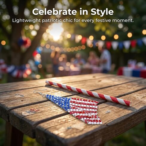 4th of July Patriotic Earrings - Red White Blue American Flag Drop Dangle Earring, USA Independence Day Cute Pave Rhinestone Star Jewelry, Fourth of July Outfits Shirts Accessories Decoration in Saudi Arabia