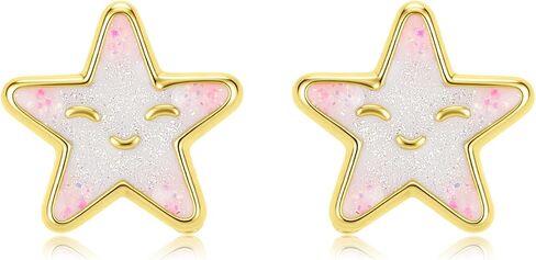 18K Gold Plated Hypoallergenic Earrings for Girls, Cute Bowknot Butterfly Star Sunflower for Kids Toddler, Graduation Birthday Gifts Jewelry for Daughter Granddaughter in Saudi Arabia