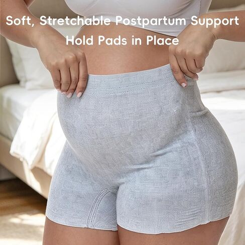 Postpartum Underwear, 8 Pcs Disposable Postpartum Essentials, High Waisted Stretch Maternity Boyshort Panties, Breathable After Birth Recovery, Hospital Bag Essential, Waist 28"-42", Grey in Saudi Arabia