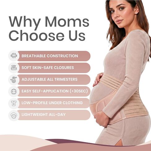 حزام بطن الأمومة من ميديكا الرياضية للنساء الحوامل - حزام دعم الحوض للحمل - حزام بطن الحمل قابل للتعديل وقابل للتنفس - دعم حزام الأمومة in Kuwait