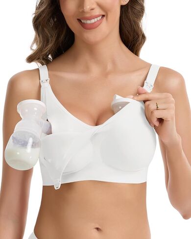 Vinfact Pumping Bra Hands Free Comfort Wireless Seamless Breast Pump Bra Full Coverage Everyday Bra for Maternity Postpartum in Saudi Arabia