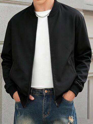 Loose Lightweight Baseball Jacket Men Casual Plus Size Trendy Street Style Outerwear All Season Versatile Daily Fashion Coat in Kuwait