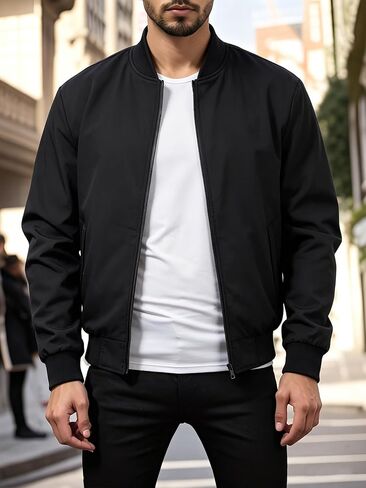Loose Lightweight Baseball Jacket Men Casual Plus Size Trendy Street Style Outerwear All Season Versatile Daily Fashion Coat in Kuwait