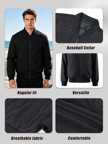 Loose Lightweight Baseball Jacket Men Casual Plus Size Trendy Street Style Outerwear All Season Versatile Daily Fashion Coat in Kuwait