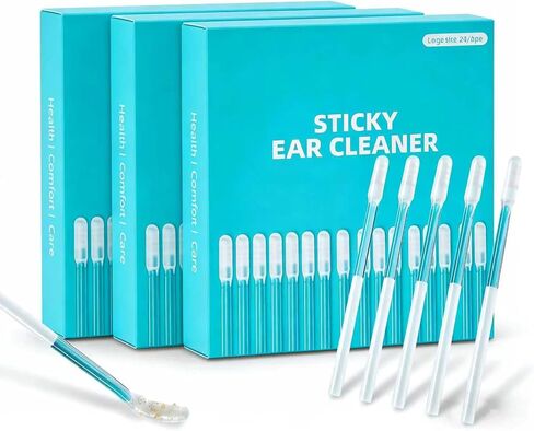 Sticky Ear Cleaning Stick, Reusable Ear Cleaning Tools with Soft Rubber Head, Gentle Adhesive Ear Pick for Ear Wax Cleaning, Home Personal Care Hygiene Kit (3 Boxes/72 Pcs) in Saudi Arabia
