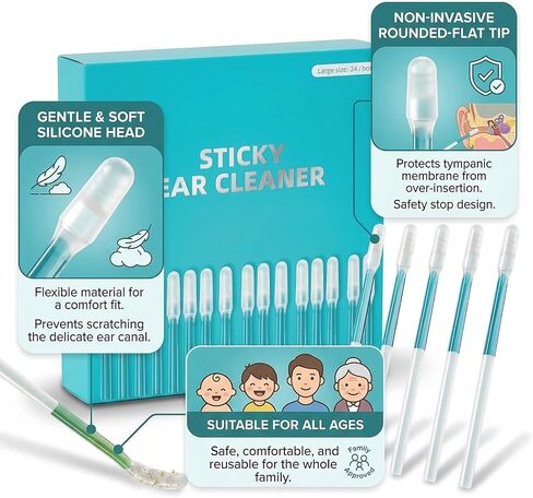 Sticky Ear Cleaning Stick, Reusable Ear Cleaning Tools with Soft Rubber Head, Gentle Adhesive Ear Pick for Ear Wax Cleaning, Home Personal Care Hygiene Kit (3 Boxes/72 Pcs) in Saudi Arabia