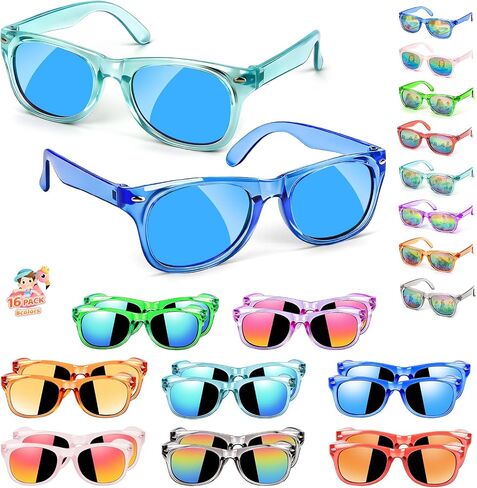 Kids Sunglasses Bulk Party Favors,Boys Girls Sunglasses for Kids Age 3-8,UV400 Protection,for Kid Pool Birthday - 16 Pack in Kuwait