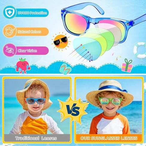 Kids Sunglasses Bulk Party Favors,Boys Girls Sunglasses for Kids Age 3-8,UV400 Protection,for Kid Pool Birthday - 16 Pack in Kuwait