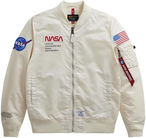 سترة طيران Alpha Industries L-2B NASA Gen II - قاذفة خفيفة الوزن مقاومة للماء مع رقع شعار ناسا وغطاء متعدد الاستخدامات in Kuwait