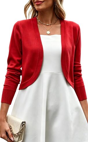 Halife Womens Bolero Shrug Knit Lightweight Open Front Cropped Cardigan Sweaters for Dresses in Kuwait