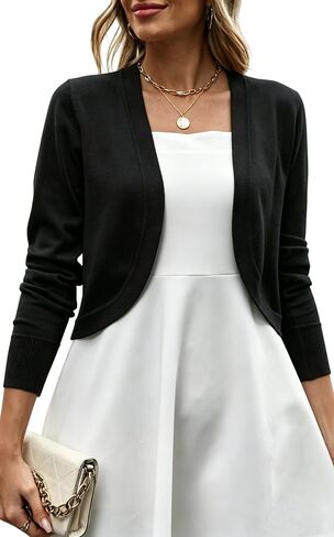 Halife Womens Bolero Shrug Knit Lightweight Open Front Cropped Cardigan Sweaters for Dresses in Kuwait