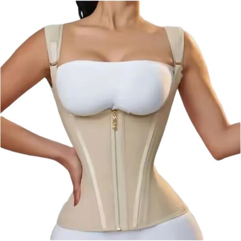 Shapewear Women Vest Tops Double Compression Waist Corset Adjustable Zipper And Hook-eyes in Kuwait